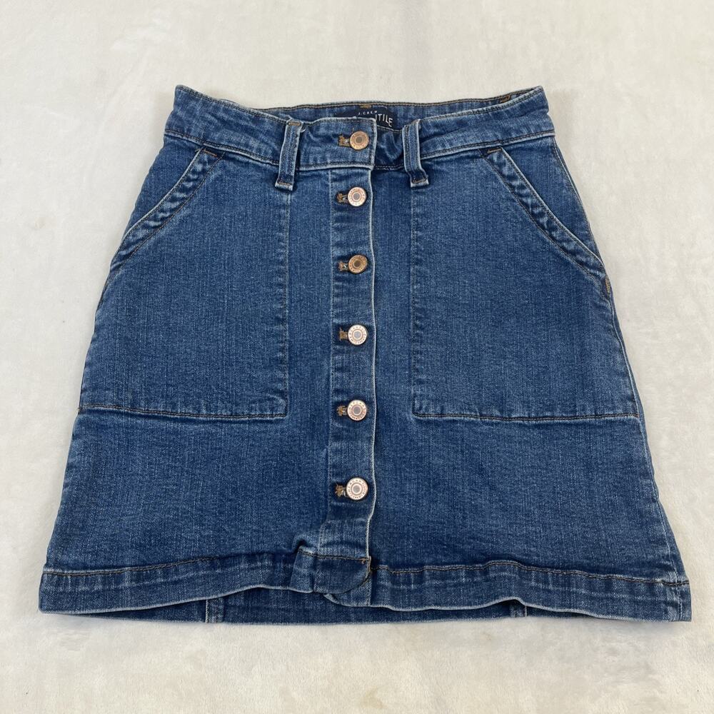 J. Crew Mercantile Button Front Denim Mini Skirt Size 00 Pockets Bnfts Charity